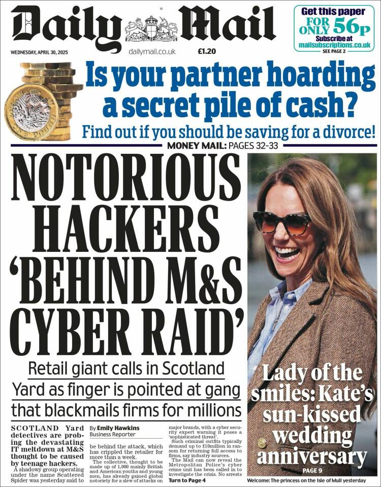 Portada de Daily Mail (Reino Unido)