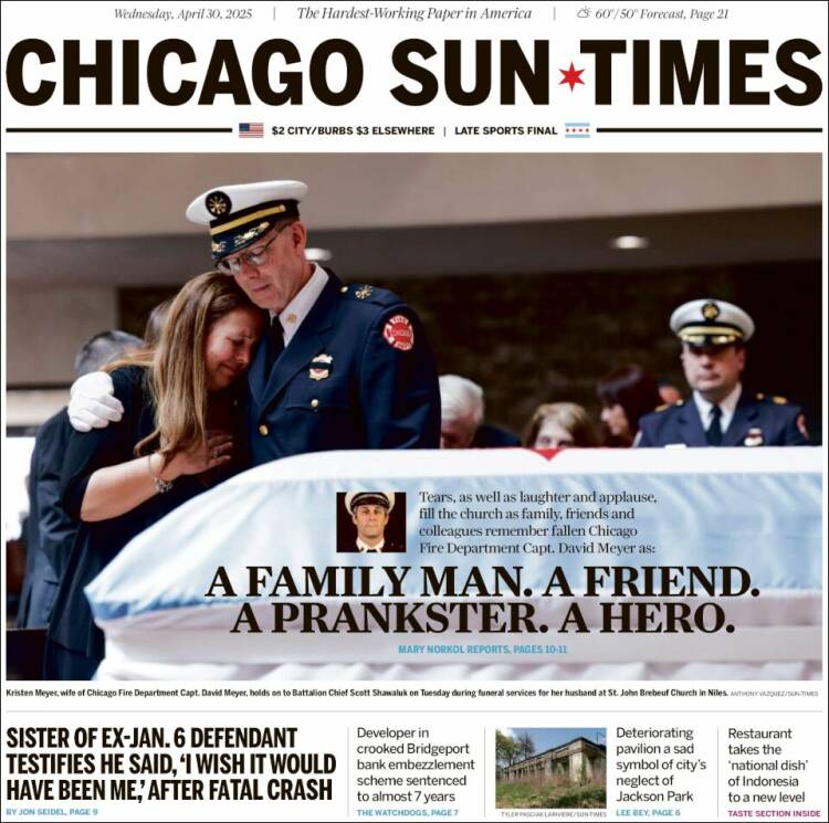 Portada de Chicago Sun-Times (USA)