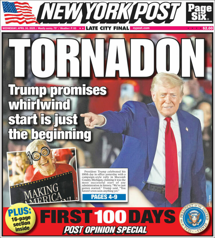 Portada de New York Post (USA)