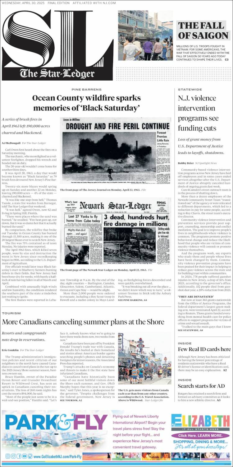 Portada de Star-Ledger (USA)