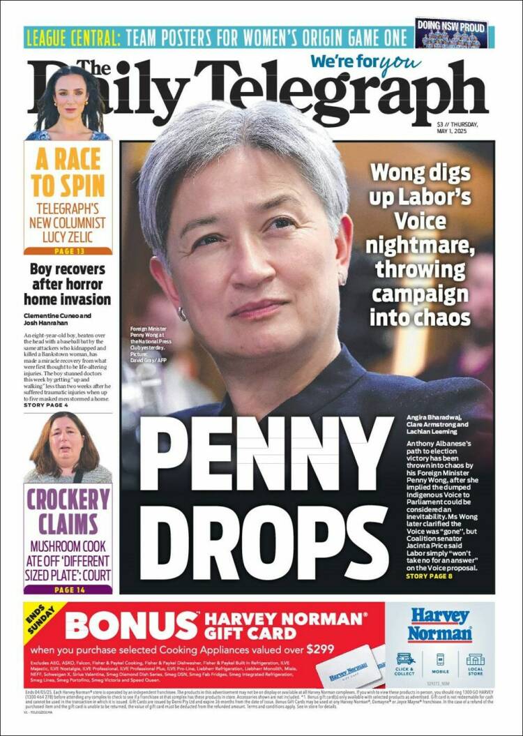 Portada de The Daily Telegraph (Australia)