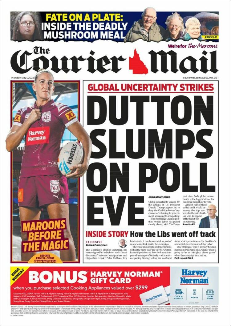 Portada de The Courier-Mail (Australia)