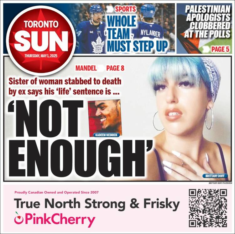 Portada de The Toronto Sun (Canadá)