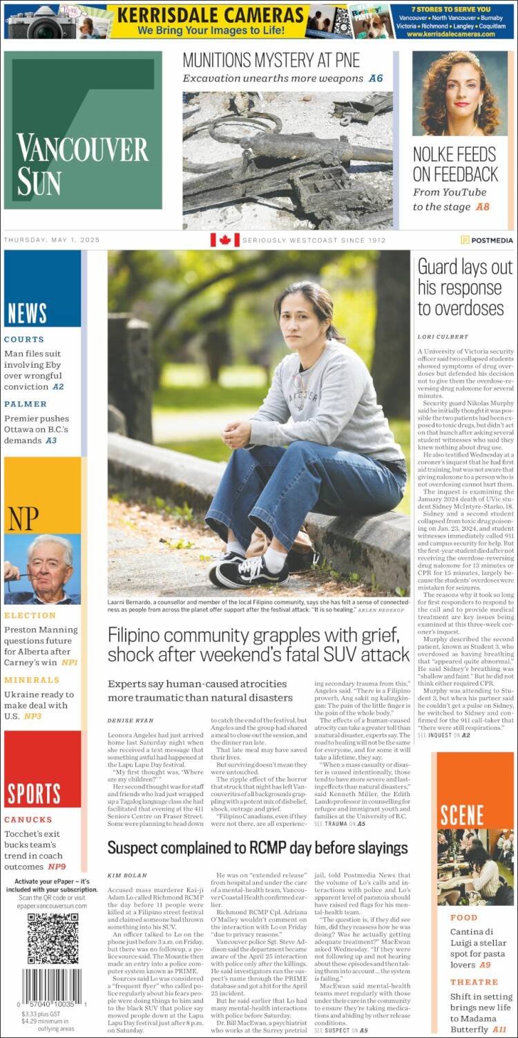 Portada de The Vancouver Sun (Canadá)