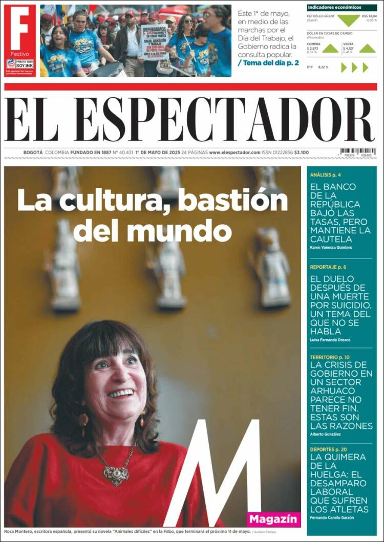 Portada de El Espectador (Colombia)