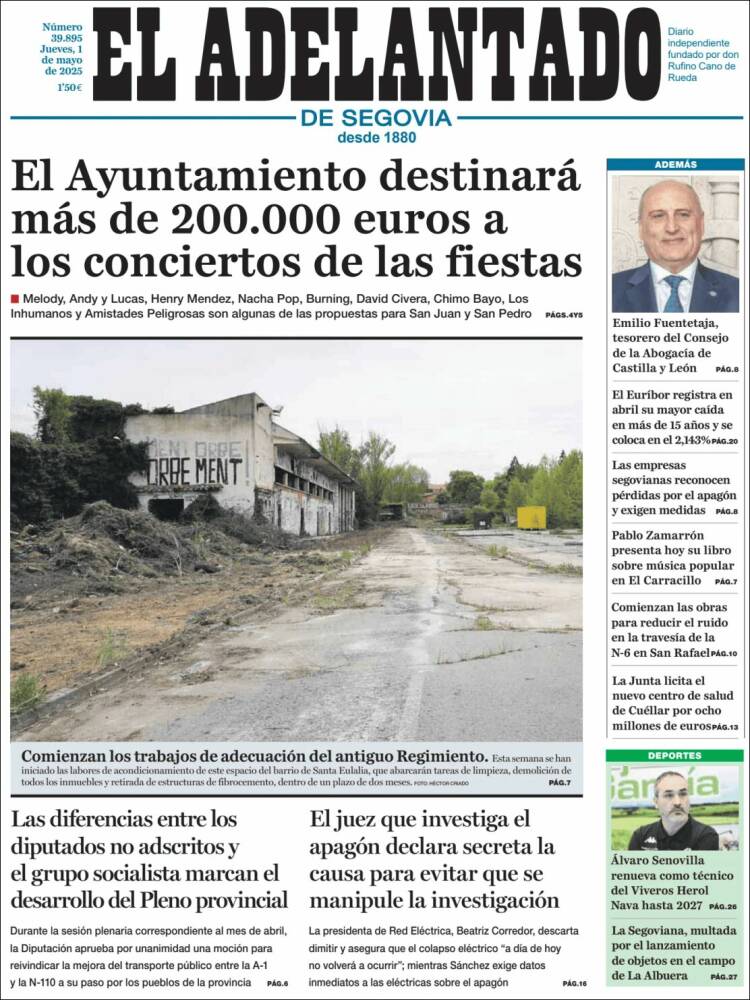 Portada de El Adelantado de Segovia (España)