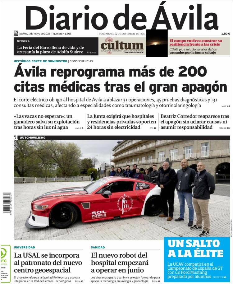 Portada de Diario de Ávila (España)