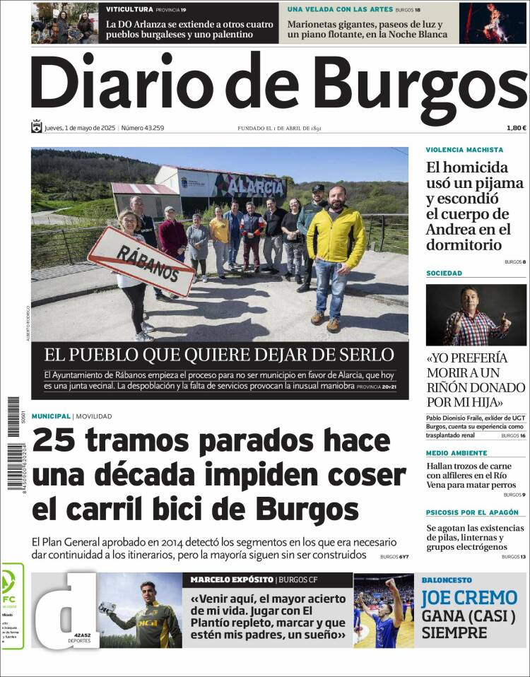 Portada de Diario de Burgos (España)