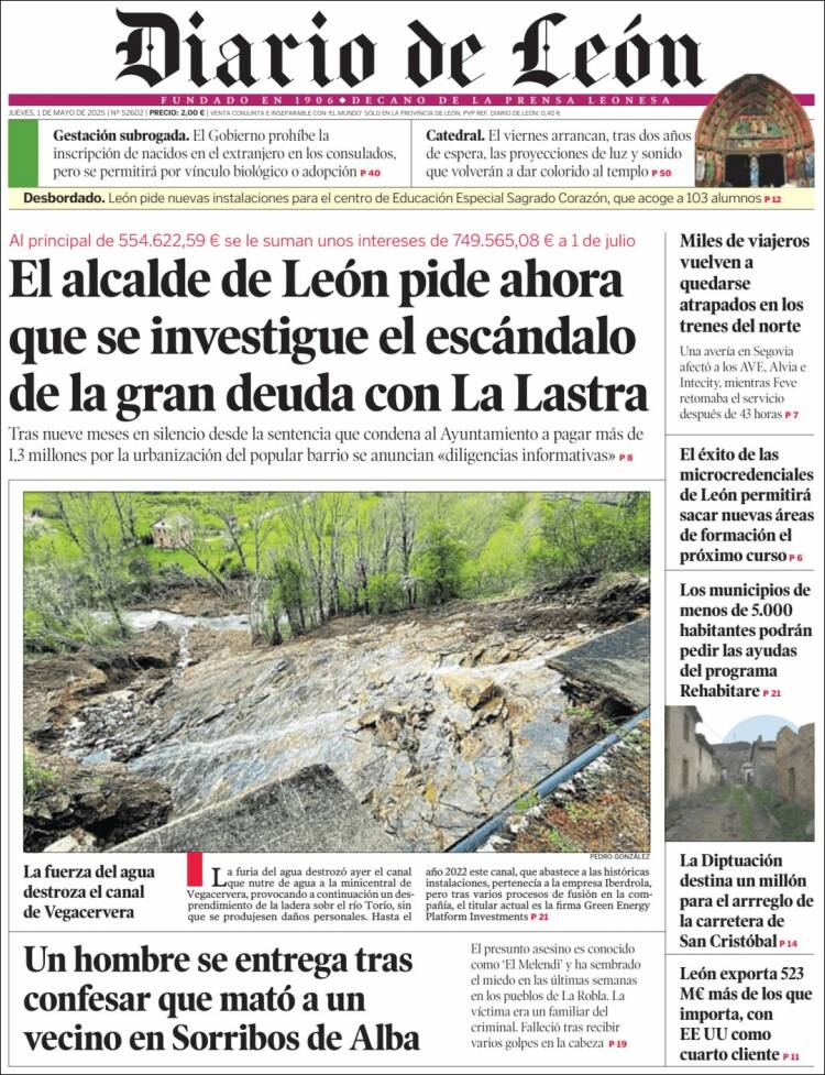 Portada de Diario de León (España)