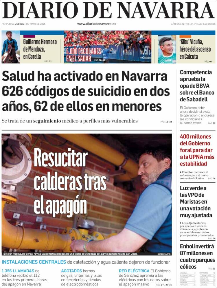 Portada de Diario de Navarra (España)