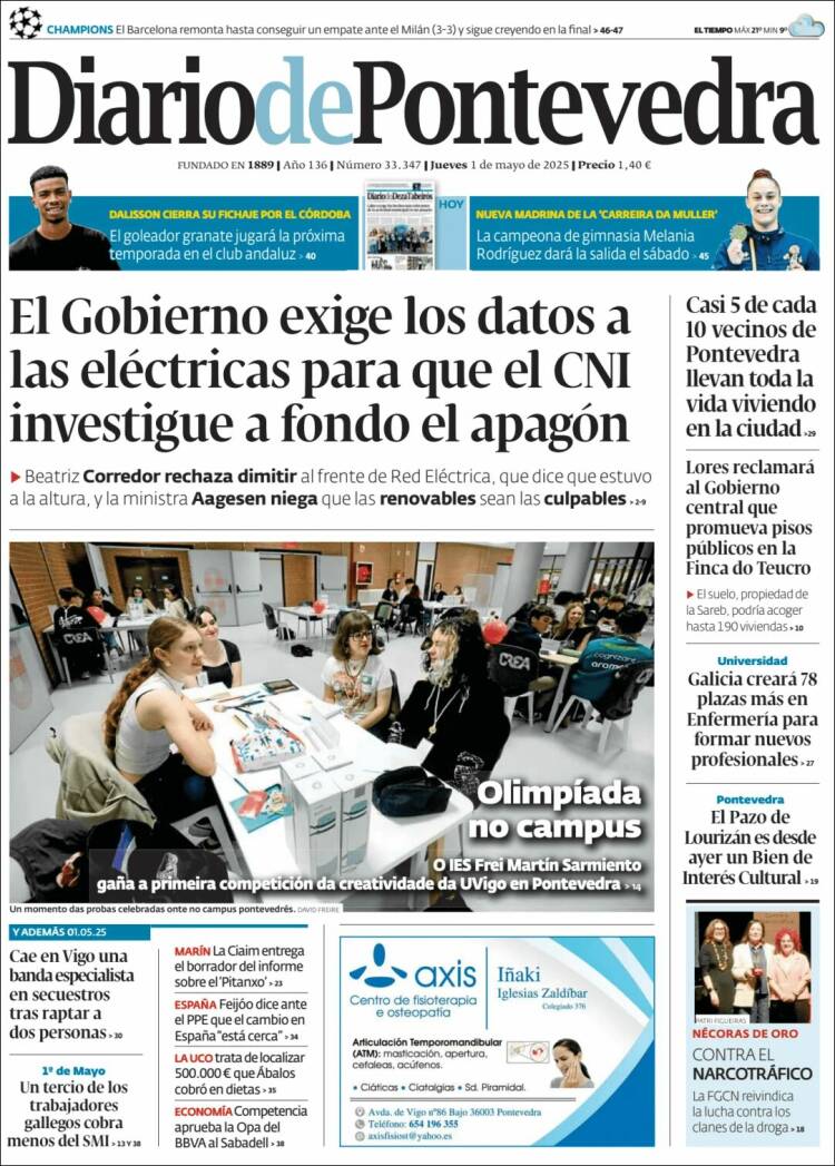Portada de Diario de Pontevedra (España)