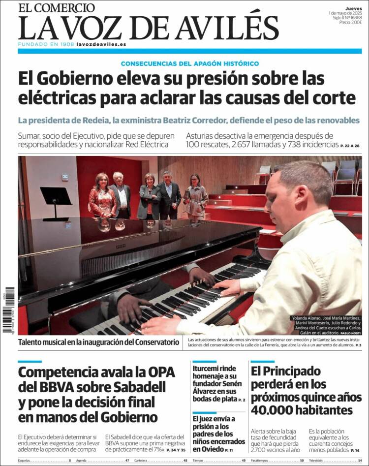 Portada de El Comercio - Avilés (España)