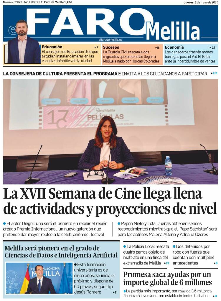 Portada de El Faro de Melilla (España)