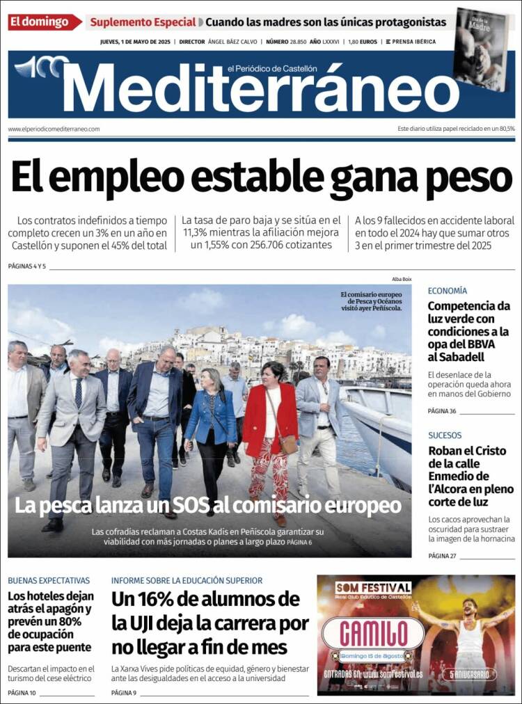 Portada de El Periódico Mediterraneo (España)