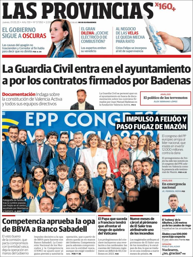 Portada de Las Provincias (España)