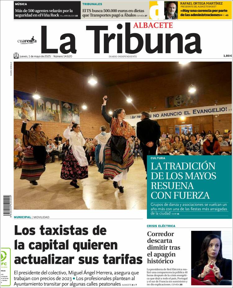 Portada de La Tribuna de Albacete (España)