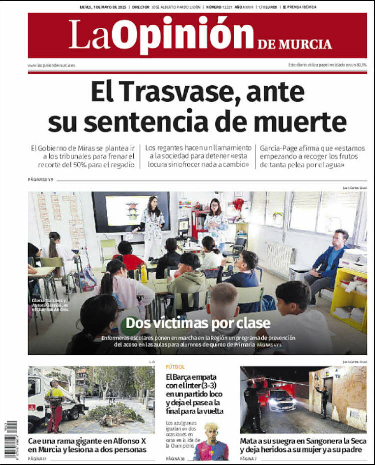 Portada de La Opinión de Murcia (España)