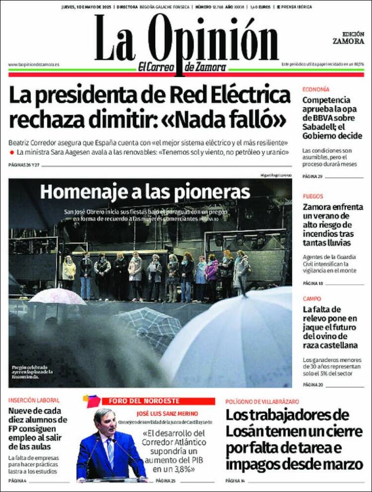Portada de La Opinión - El Correo de Zamora (España)