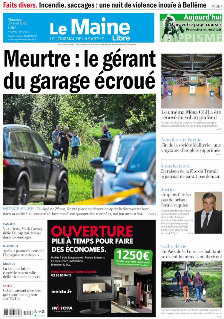 Portada de Le Maine Libre (Francia)