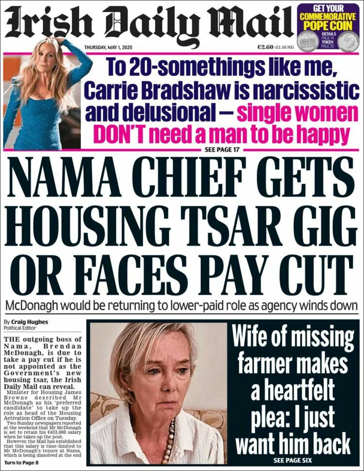 Portada de Irish Daily Mail (Irlanda)