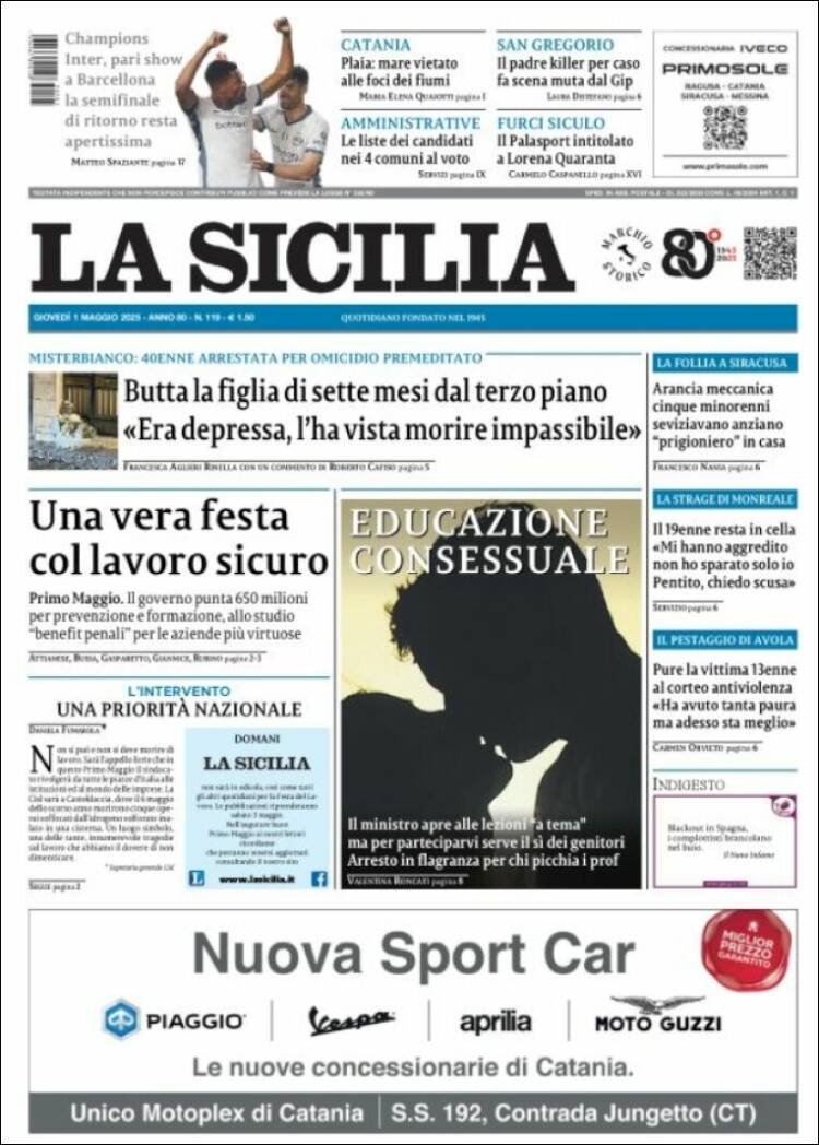 Portada de La Sicilia (Italia)