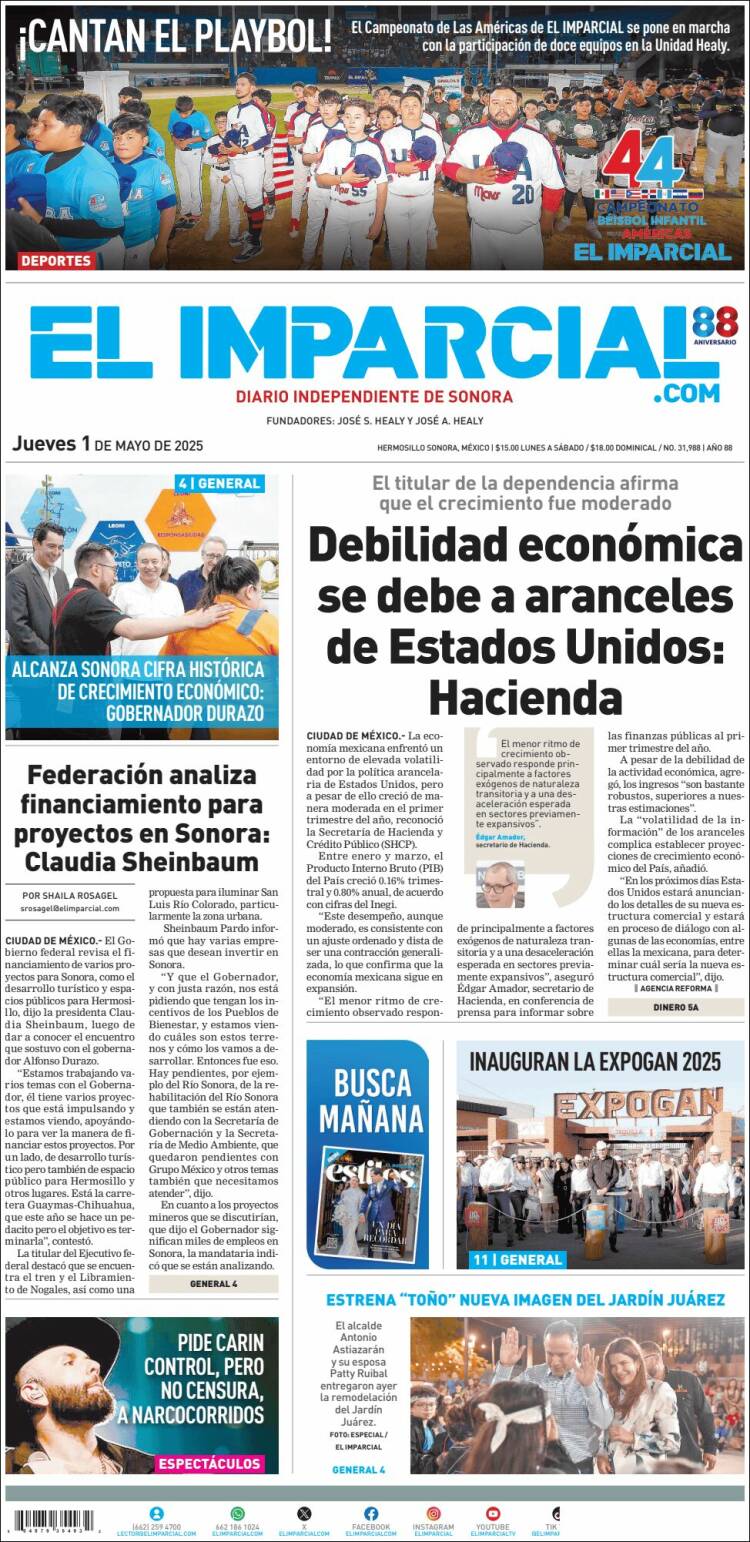 Portada de El Imparcial (México)