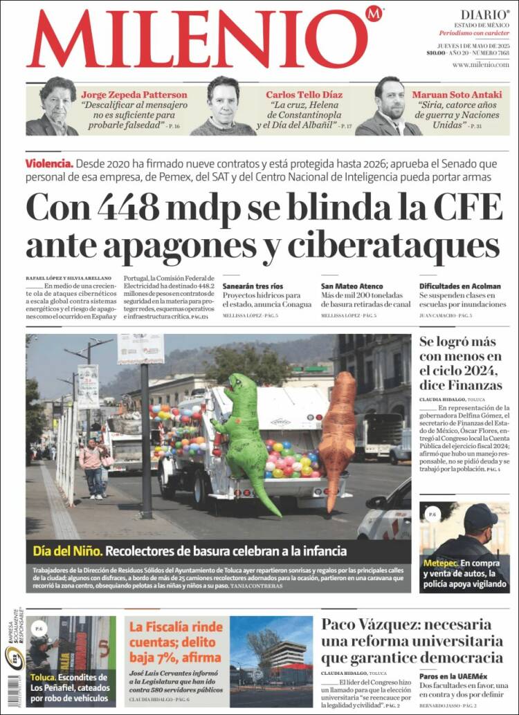 Portada de Milenio - Estado de México (México)