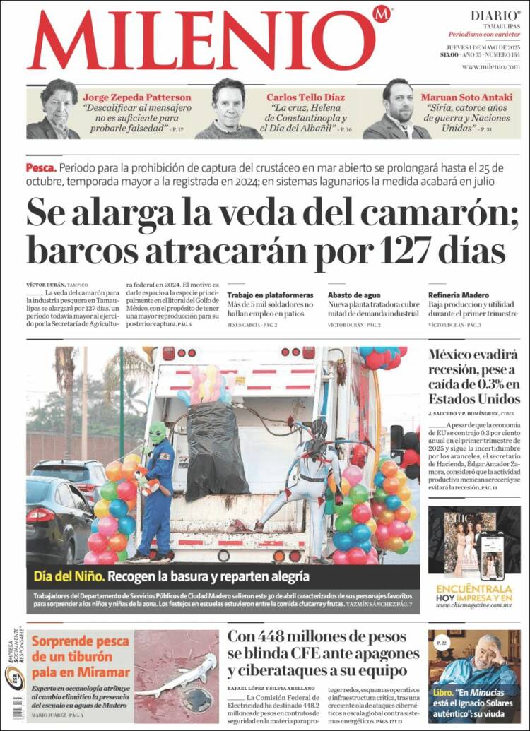 Portada de Milenio - Tamaulipas (México)