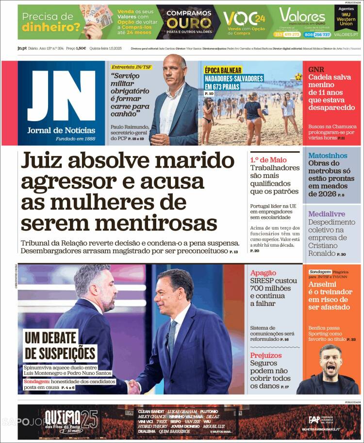 Portada de Jornal de Notícias (Portugal)