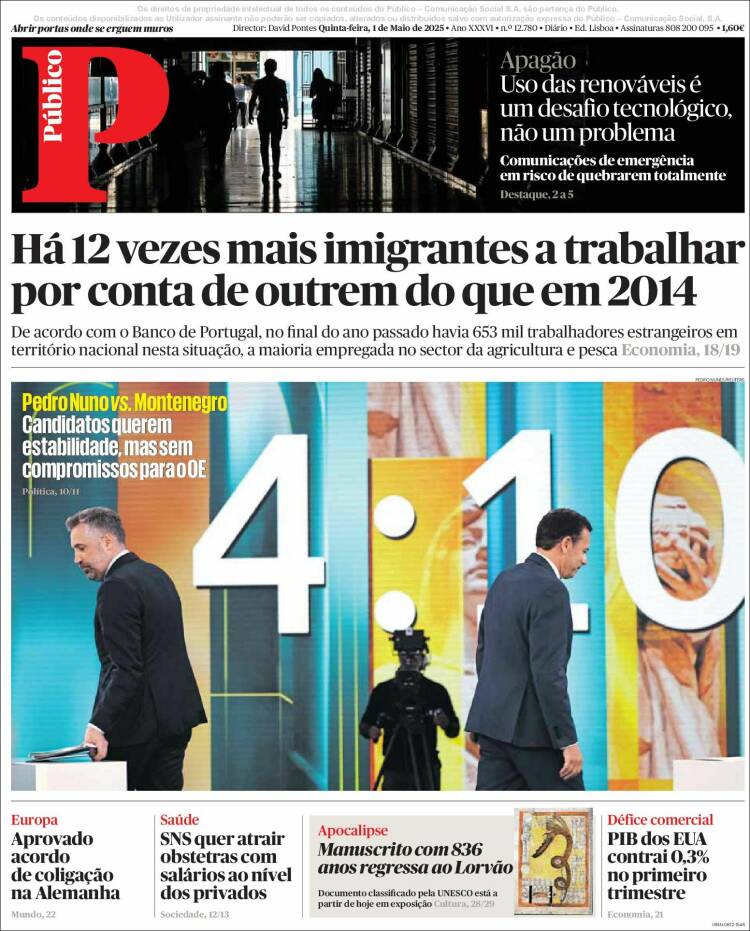 Portada de Público (Portugal)