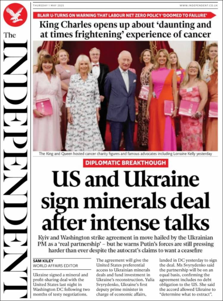 Portada de The Independent (Reino Unido)