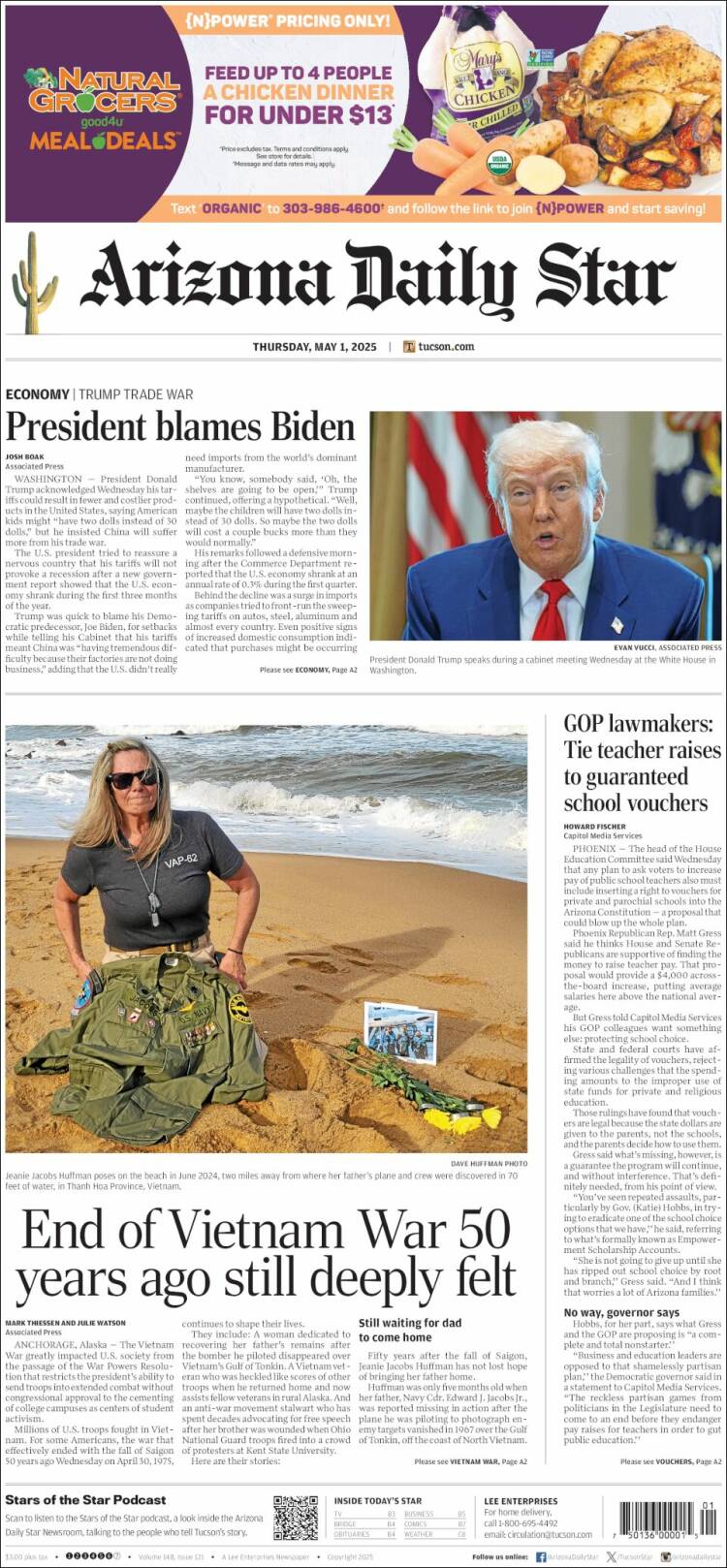 Portada de Arizona Daily Star (USA)