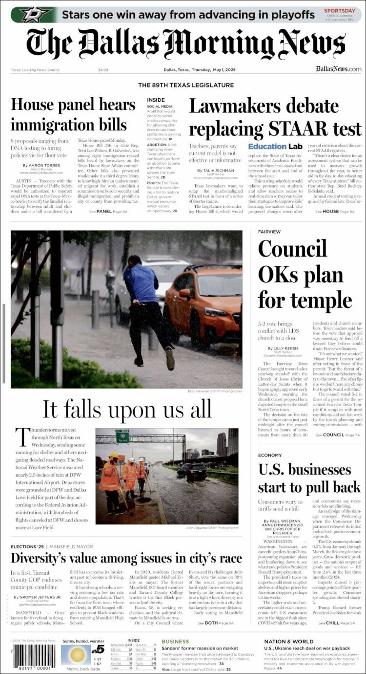 Portada de Dallas Morning News (USA)
