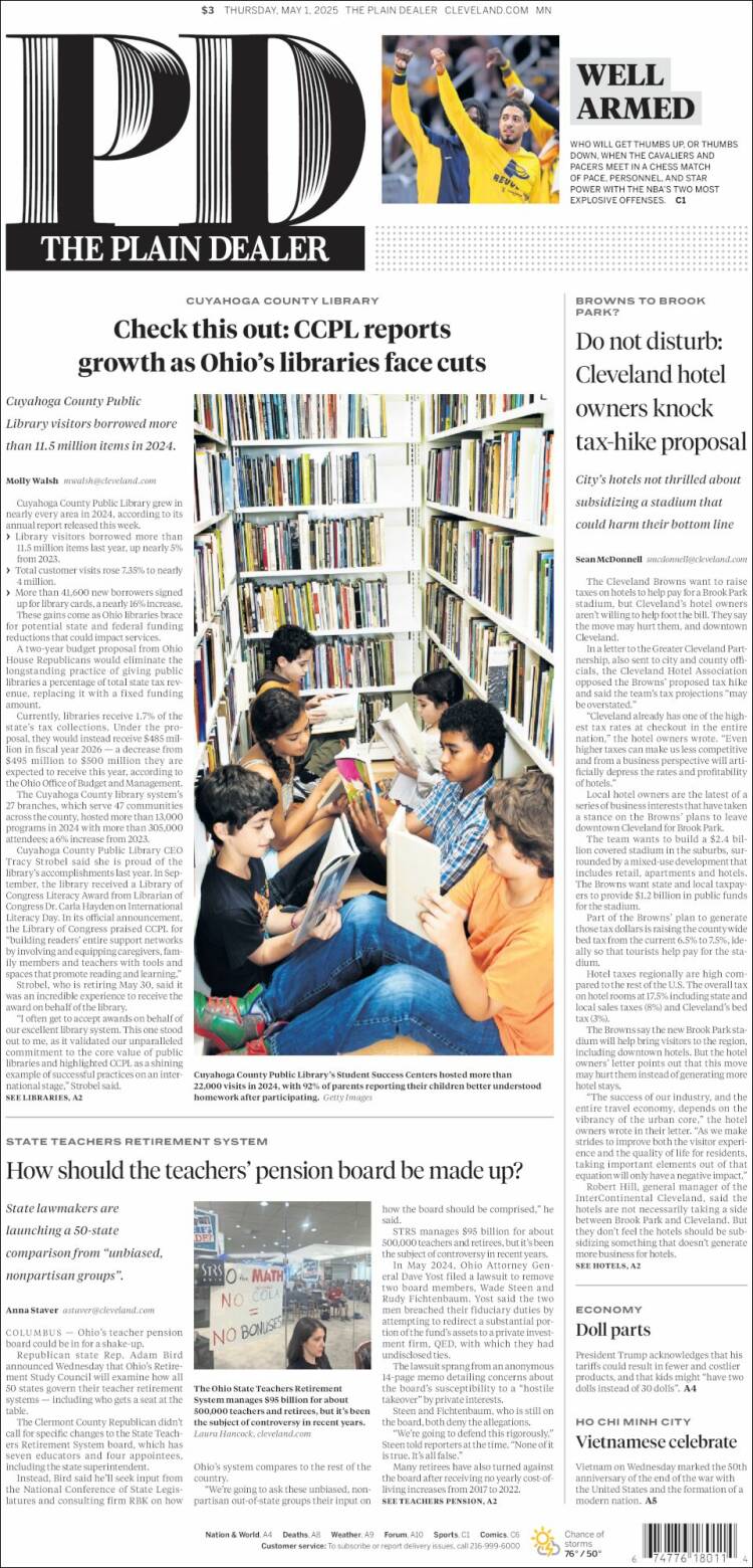 Portada de The Plain Dealer (USA)