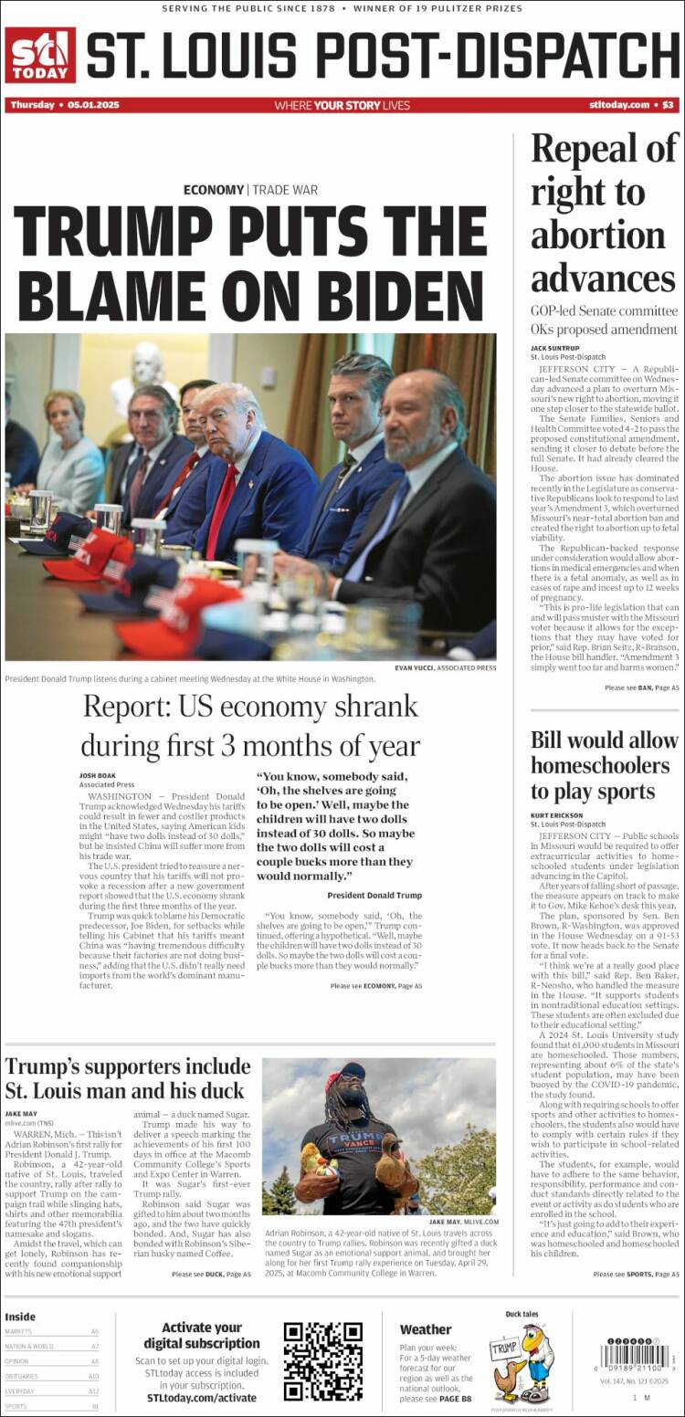 Portada de St. Louis Post-Dispatch (USA)