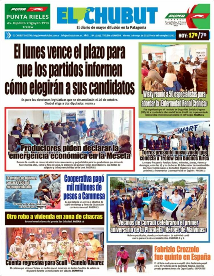 Portada de El Chubut (Argentina)