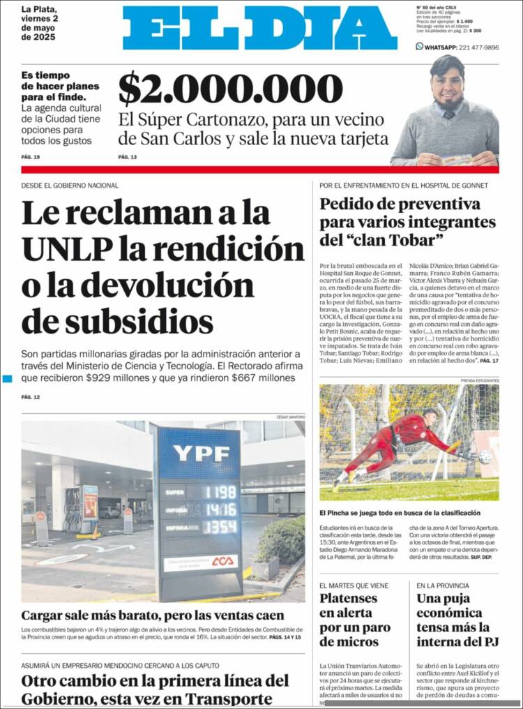 Portada de El Día de la Plata (Argentina)