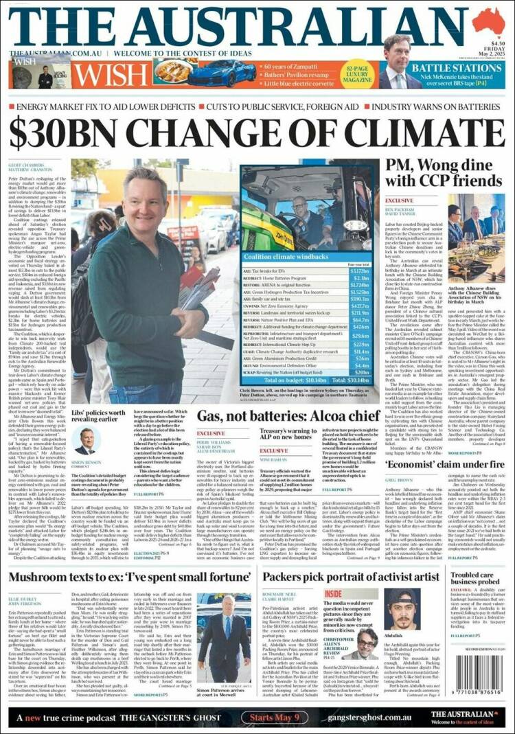 Portada de The Australian (Australia)