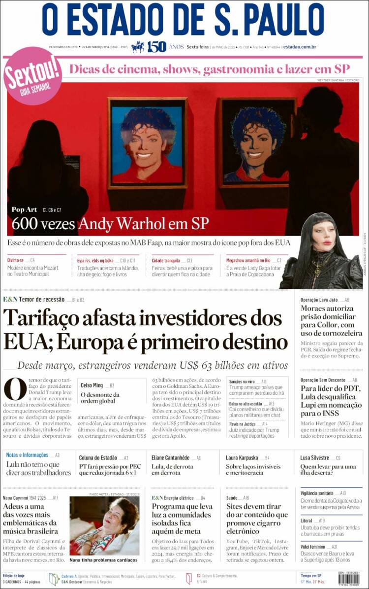 Portada de O Estado de São Paulo (Brasil)