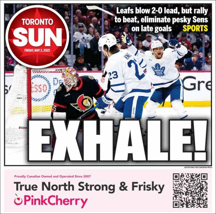 Portada de The Toronto Sun (Canadá)