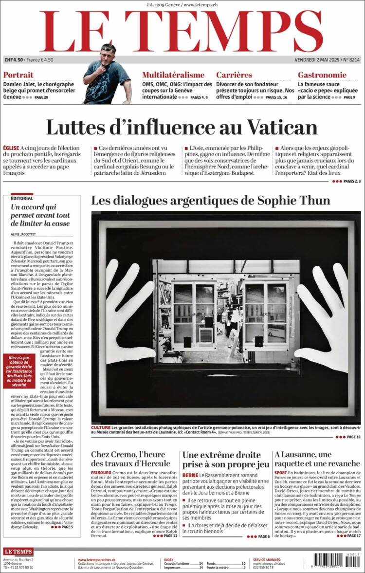 Portada de Le Matin (Suiza)