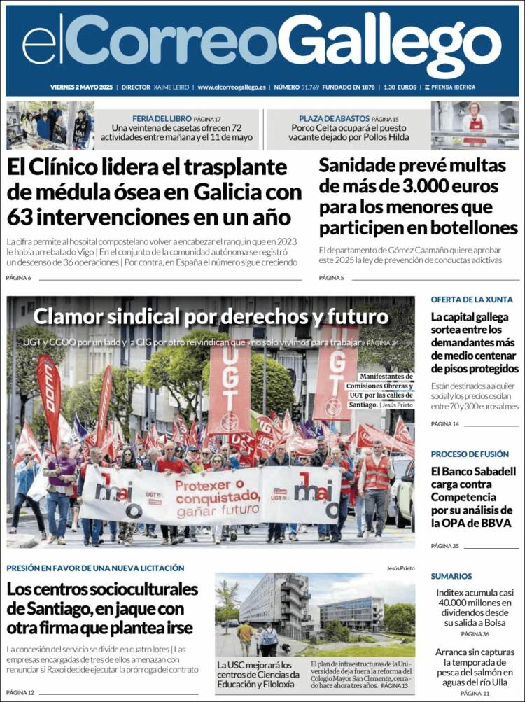 Portada de El Correo Gallego (España)