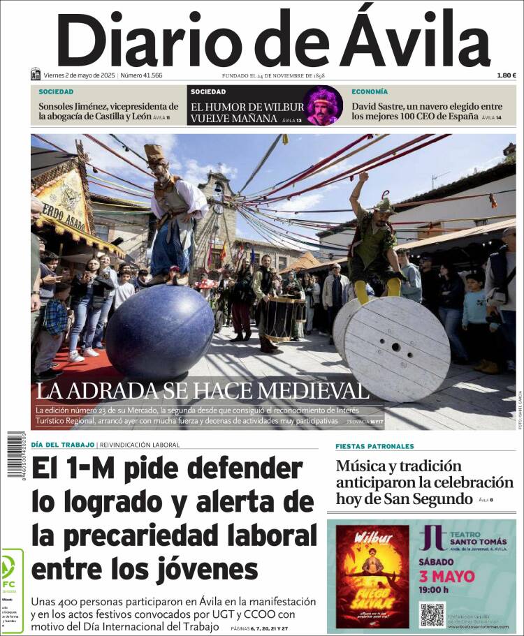 Portada de Diario de Ávila (España)