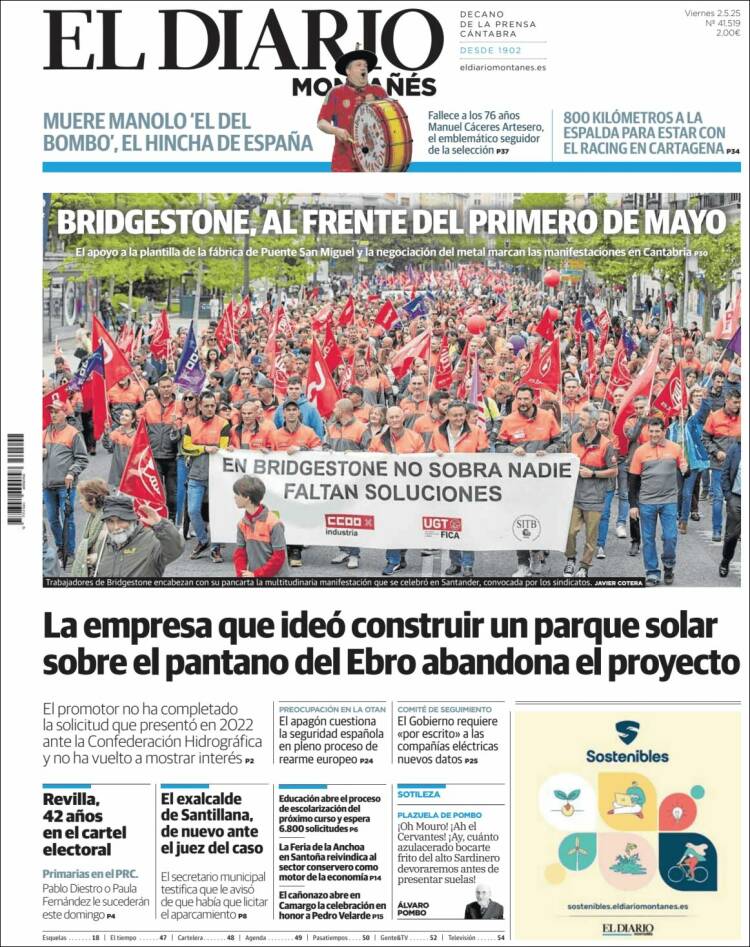 Portada de El Diario Montañés (España)