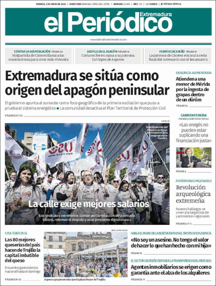 Portada de El Periódico de Extremadura (España)