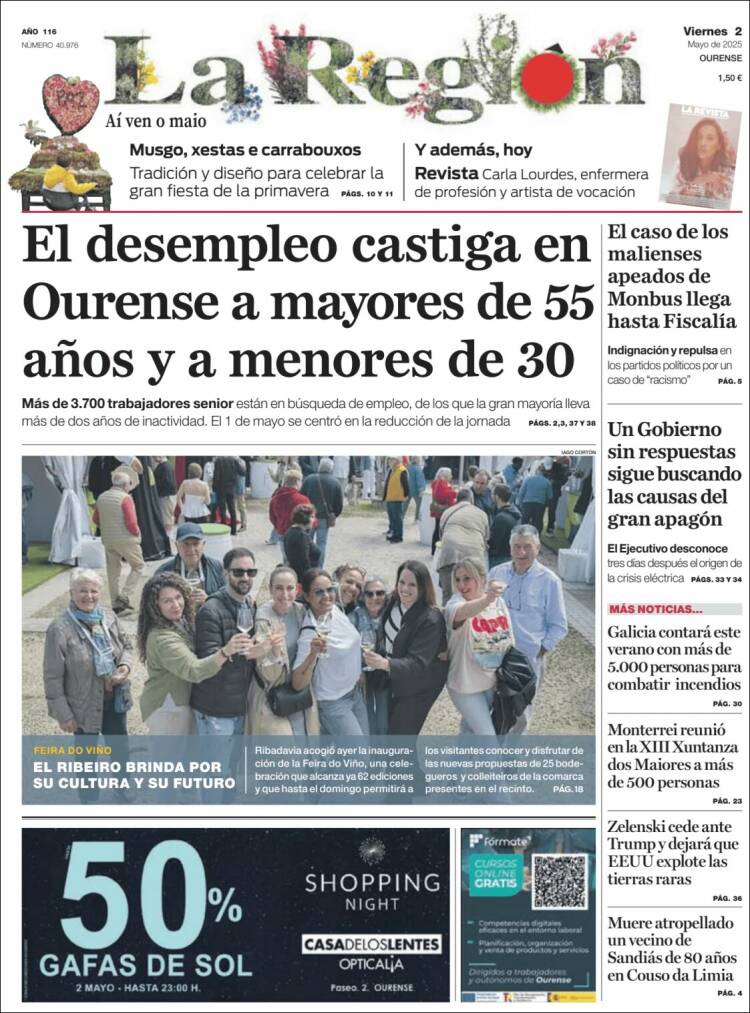 Portada de La Región de Ourense (España)