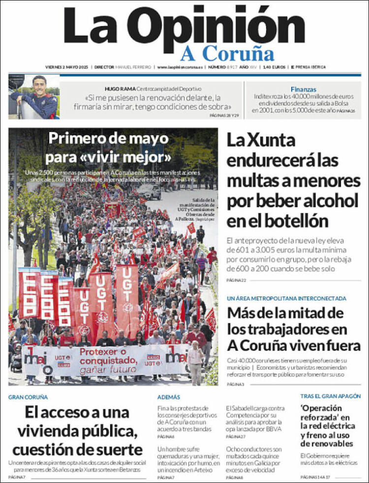 Portada de La Opinión de A Coruña (España)