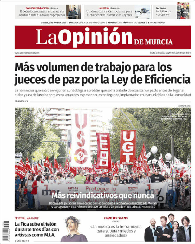 Portada de La Opinión de Murcia (España)