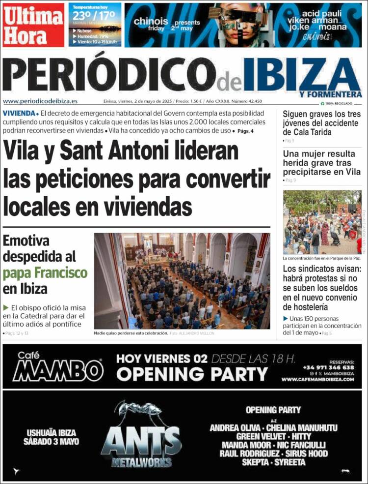 Portada de Periódico de Ibiza (España)