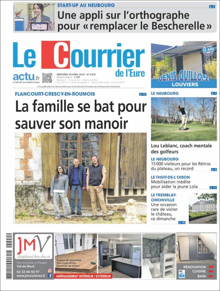 Portada de Le Courrier de l'Ouest (Francia)